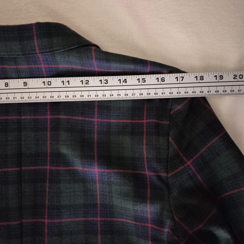 J.Crew Ludlow Slim Blazer 38R Moon British Cloth Black Watch Tartan Plaid Green